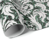 Crystal Glitter Cali Groen Grijs Zilver Damask Cadeaupapier (Rol Hoek)