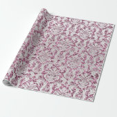 Crystal Glitter Pink Rose Silver Damask Paars Lux Cadeaupapier (Uitgerold)