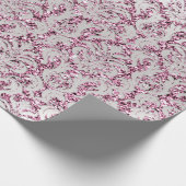 Crystal Glitter Pink Rose Silver Damask Paars Lux Cadeaupapier (Hoek)