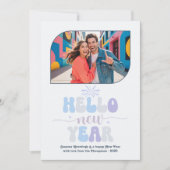 Crystal Glow Hello New Year Blue Retro Photo Feestdagenkaart (Voorkant)