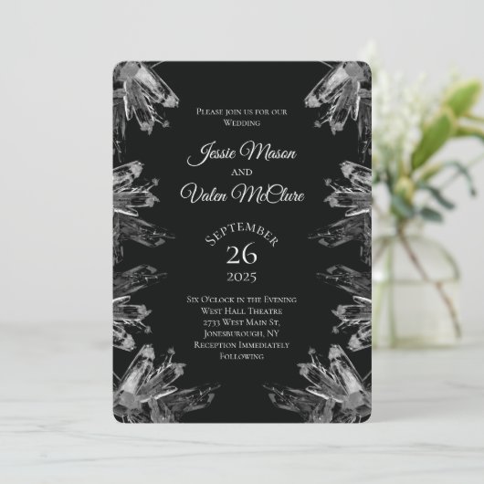 Crystal Gothic Wedding Invitation Witchcraft Kaart (Staand voorkant)