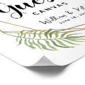 Crystal greenery leaf gastcanvas bruiloft poster (Hoek)