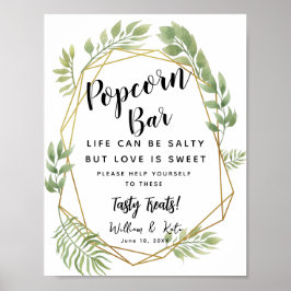 Crystal greenery Popcorn Bar bruiloft Poster