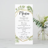crystal groen bruiloft menu gebladerte SJABLOON (Staand voorkant)