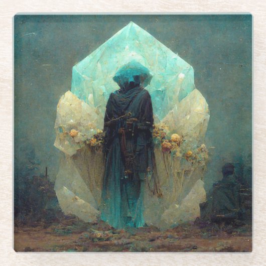 Crystal Guardian Alien Sci-Fi Fantasy Glazen Onderzetter (Voorkant)