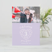 Crystal hart jubileum 3 jaar foto uitnodigingen (Staand voorkant)