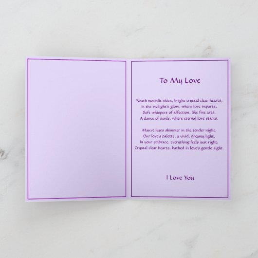 Crystal hart Valentijn met liefde gedicht Kaart (Binnen)