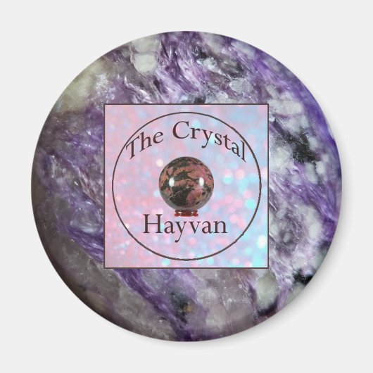 Crystal Hayvan Magnet met Charoite Afbeelding (Voorkant)