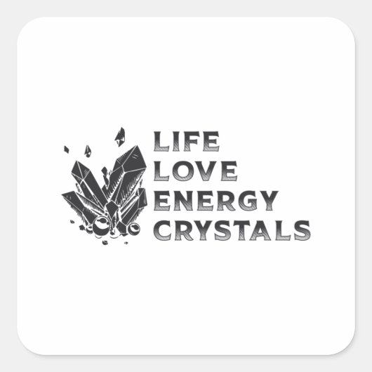 Crystal Healing Gemstone Life Love Energy Crystals Vierkante Sticker (Voorkant)