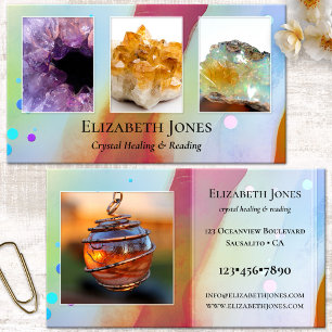 Crystal Healing Lezing Foto Zakelijke Kaart Visitekaartje
