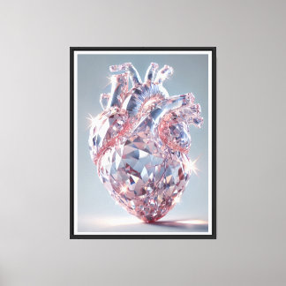 Crystal Heart Anatomy - Realistische kunst van het Canvas Afdruk