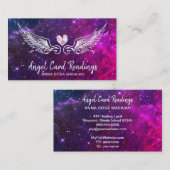 *~* Crystal Heart Angel Wings Cosmic Stars Visitekaartje (Voorkant / Achterkant)