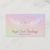 *~* Crystal Heart Angel Wings Rainbow Pastel Visitekaartje (Voorkant)