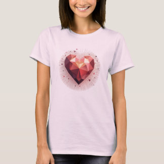 Crystal Heart geometrische roze liefde meisjes vro T-shirt
