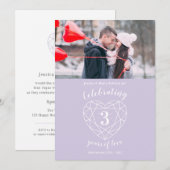 Crystal heart jubileum 3 jaar foto uitnodigingen (Voorkant / Achterkant)