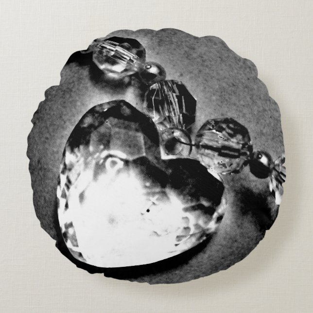 Crystal Heart Rond Kussen (Voorkant)