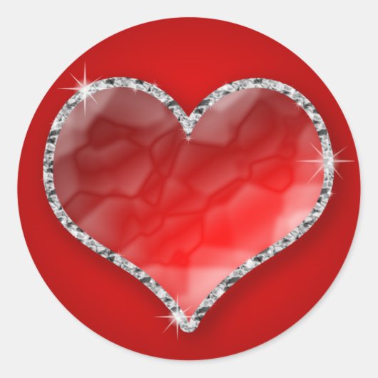 Crystal Heart Ronde Sticker (Voorkant)