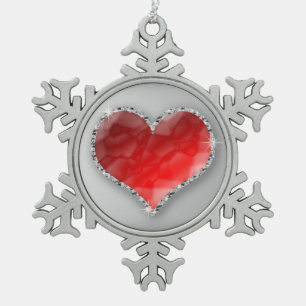 Crystal Heart Tin Sneeuwvlok Ornament