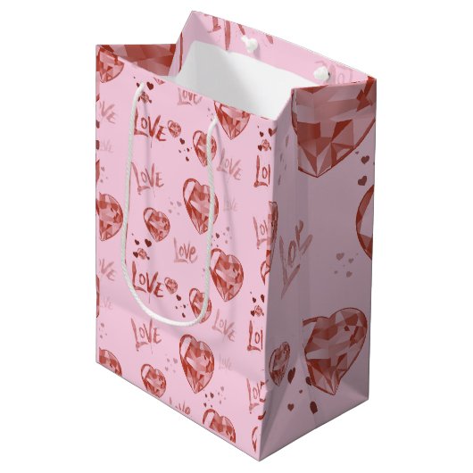Crystal Hearts Gift Bag Medium Cadeauzakje (Voorkant Gekanteld)