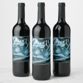 Crystal Hearts op Satin 50th Wedding Jubileum Wijn Etiket (Flessen)