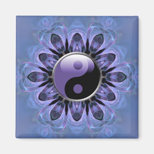 Crystal Hearts Paars Yin Yang Magnet (Voorkant)