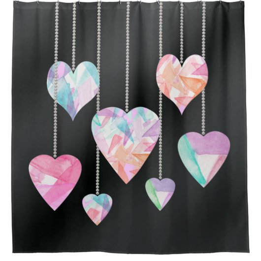 Crystal Hearts Shower Curtain Douchegordijn (Voorkant)