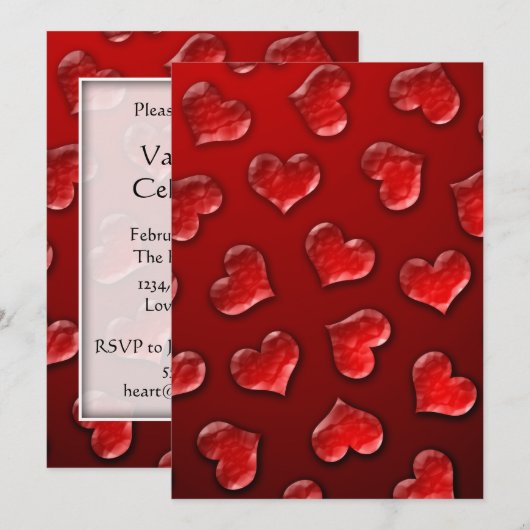 Crystal Hearts Valentijnsdag Kaart (Voorkant / Achterkant)