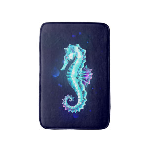 Crystal Ice Seahorse op blauwe achtergrond Badmat