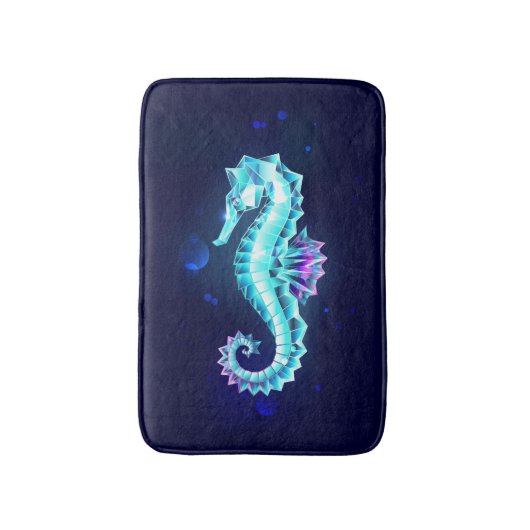 Crystal Ice Seahorse op blauwe achtergrond Badmat (Voorkant Verticaal)