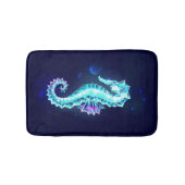 Crystal Ice Seahorse op blauwe achtergrond Badmat (Voorkant)