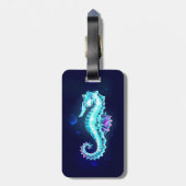 Crystal Ice Seahorse op blauwe achtergrond Bagagelabel (Achterkant verticaal)