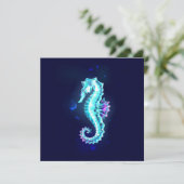 Crystal Ice Seahorse op blauwe achtergrond Bedankkaart (Staand voorkant)