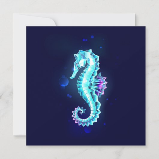Crystal Ice Seahorse op blauwe achtergrond Bedankkaart (Voorkant)