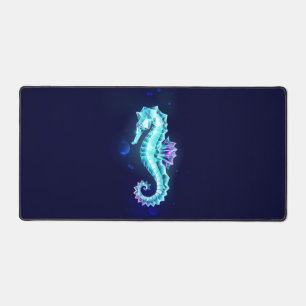 Crystal Ice Seahorse op blauwe achtergrond Bureaumat
