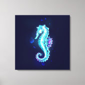 Crystal Ice Seahorse op blauwe achtergrond Canvas Afdruk (Voorkant)