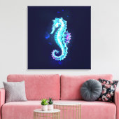Crystal Ice Seahorse op blauwe achtergrond Canvas Afdruk (Insitu (Woonkamer))