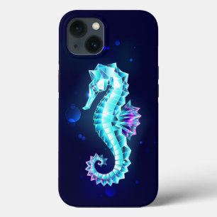 Crystal Ice Seahorse op blauwe achtergrond Case-Mate iPhone Case