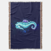 Crystal Ice Seahorse op blauwe achtergrond Deken (Voorkant Verticaal)