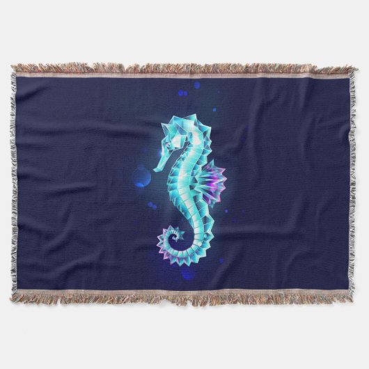 Crystal Ice Seahorse op blauwe achtergrond Deken (Voorkant)