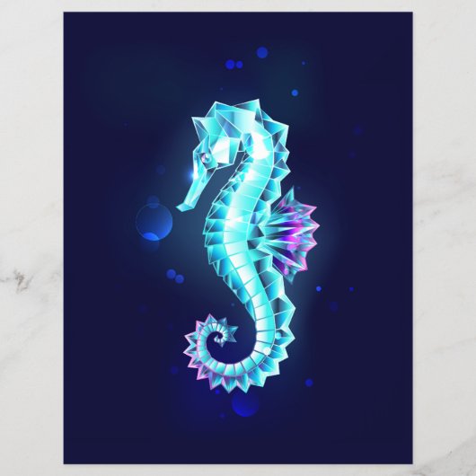 Crystal Ice Seahorse op blauwe achtergrond Flyer (Voorkant)