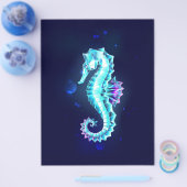 Crystal Ice Seahorse op blauwe achtergrond Flyer (Enkel)