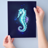 Crystal Ice Seahorse op blauwe achtergrond Flyer (Hand)
