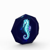 Crystal Ice Seahorse op blauwe achtergrond Fotoblokken (Links)