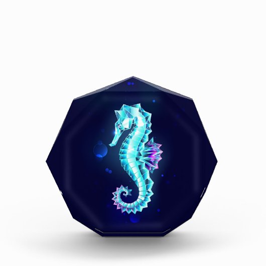 Crystal Ice Seahorse op blauwe achtergrond Fotoblokken (Voorkant)