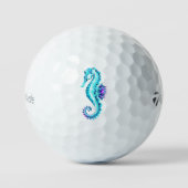 Crystal Ice Seahorse op blauwe achtergrond Golfballen (Voorkant)
