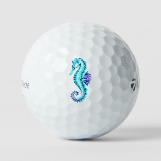 Crystal Ice Seahorse op blauwe achtergrond Golfballen (Voorkant)