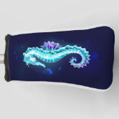 Crystal Ice Seahorse op blauwe achtergrond Golfheadcover (Voorkant)