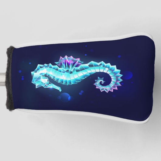Crystal Ice Seahorse op blauwe achtergrond Golfheadcover (Voorkant)