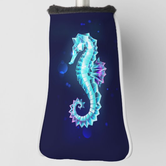 Crystal Ice Seahorse op blauwe achtergrond Golfheadcover (Draai 90)