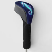 Crystal Ice Seahorse op blauwe achtergrond Golfheadcover (Schuin)